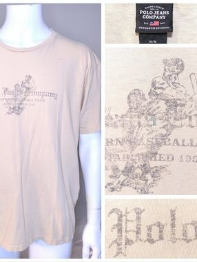 POLO JEANS COMPANY Vintage T Shirt MEDIUM Gothic P RALPH LAUREN BASEBALL Y2K RL